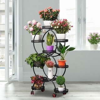 6-Tier 9 Potted Metal Plant Stands with Wheels