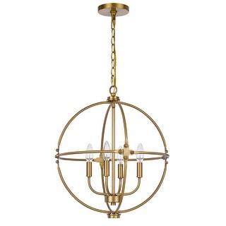 Sheffield 21" Height Metal Chandelier in Antique Brass Finish