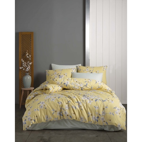 Bahar Cherry Blossom Cotton Bedding Set of 4 in Yellow