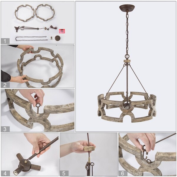 The Gray Barn Farmhouse 3-Light Drum Chandelier for Kitchen Island - W19.5" x H21"