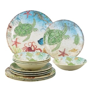 UPware 12-Piece Sealife Turtle Melamine Dinnerware Set