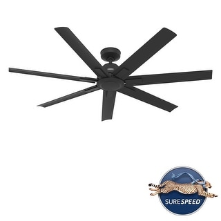 Hunter 60" Downtown Windmill Outdoor Ceiling Fan and Wall Control, Damp-Rated - Indoor-Outdoor, Industrial, Modern