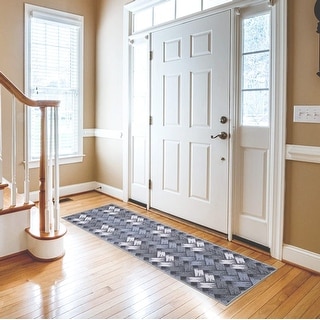 Gloria Stripe Design Non-Slip Rubber Back Kitchen and Hallway Rug