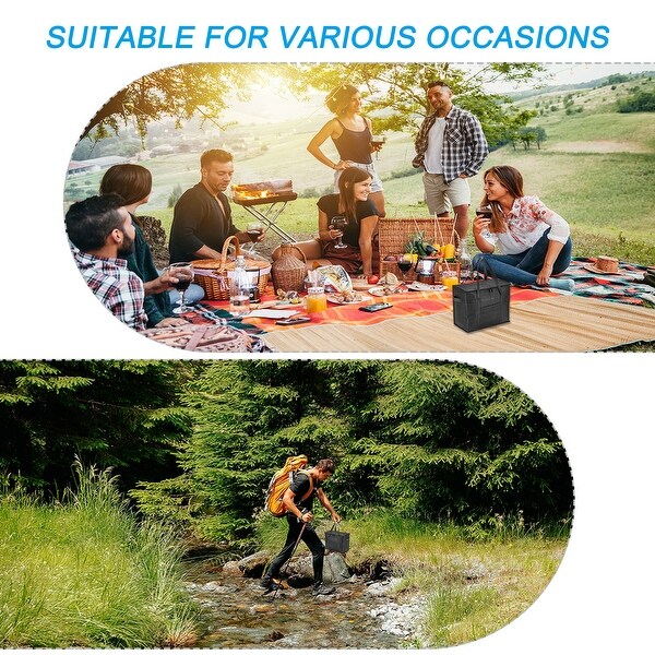 16.1"x9.1"x13" Insulated Reusable Grocery Shopping Bag with Pocket, Black