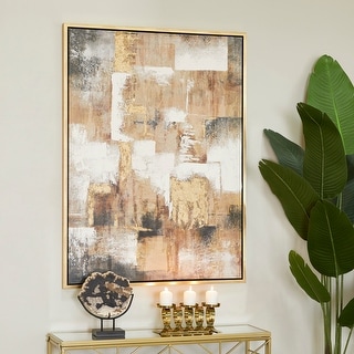 Gold Wood Modern Framed Abstract Wall Art