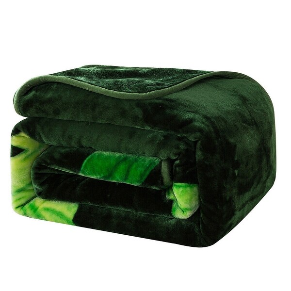 800GSM Printed Rachel Plush Blanket King Leaf 24
