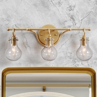 Modern Gold 3-Light Bathroom Vanity Light Wall Sconces with Glass Shade