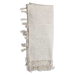 Foreside Home & Garden Hand Woven 50 x 60 inch Cotton Throw Blanket with Hand Tied Fringe Stripes and Hand Tied Tassels