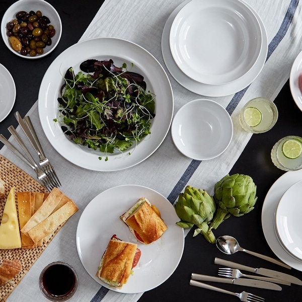 Euro Ceramica White Essential 4 Piece 9" Pasta Bowl Set