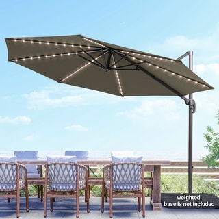 BONOSUKI 10 Ft LED Patio Cantilever Offset Umbrella With Cross Base