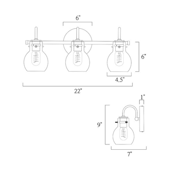 Bela Mid-Century Modern Gold 3-Light Bathroom Vanity Light Globe Glass Wall Sconces - L22"x W7"x H9"