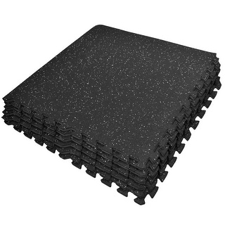 Puzzle Exercise Mat High Density Rubber Interlocking Gym Tiles (Grey Dots)
