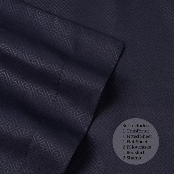 Sweet Home Collection Greek Key Embossed 8-Piece Bed in a Bag Set