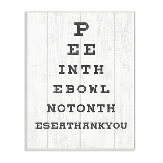 Stupell Bathroom Seeing Eye Chart Pee In the Bowl Phrase Wood Wall Art - Black
