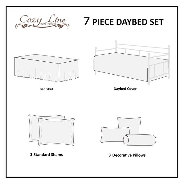 Paisley Floral Turquoise Blue Coral Yellow Grey Green Microfiber Reversible DayBed Quilted Bedding Set