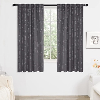 Deconovo Blackout Back Tab Silver Print 42 Width Curtains(2 Panel)