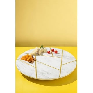 GAURI KOHLI Infinia Marble Lazy Susan 16" - White
