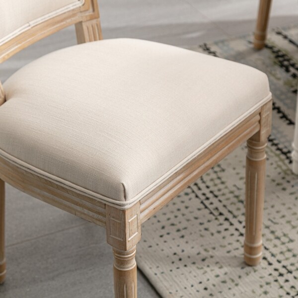 Set of 2 Antique Painting Linen Fabric Dining Chair