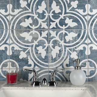 Merola Tile Cassis Arte Blue Day 9.75" x 9.75" Porcelain Floor and Wall Tile