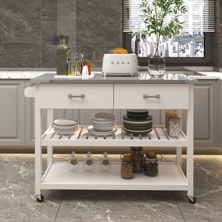 Stainless Steel Table Top Kitchen Cart with Two Drawers