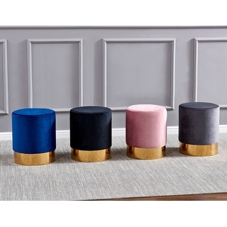 Best Master Furniture Velvet Fabric Round Stool with Gold Base
