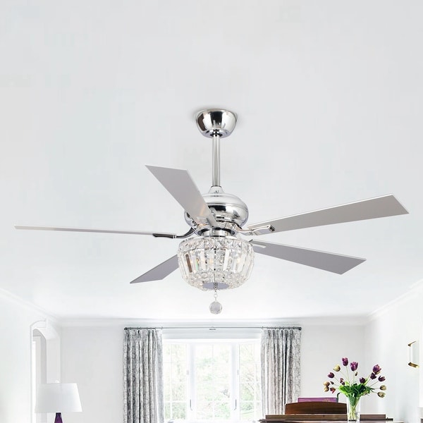 52-inch Chrome 2-Light Crystal Ceiling Fan with Remote