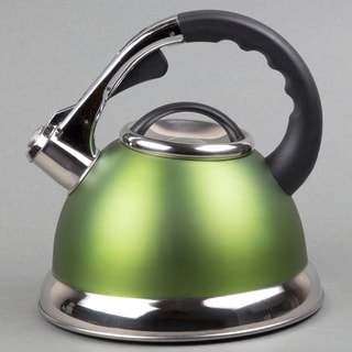Creative Home Camille 3.0 Quart Stainless Steel Whistling Tea Kettle with Aluminum Capsulated Bottom, Opaque Chartreuse Color