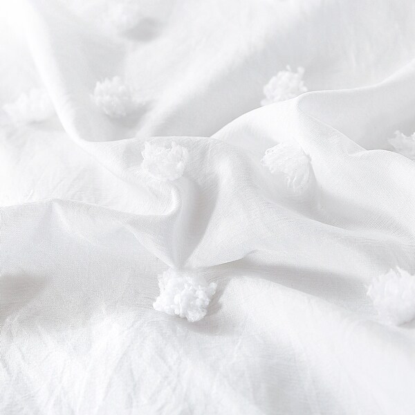 Tufted Pom Pom White Bedding Jacquard Comforter Set