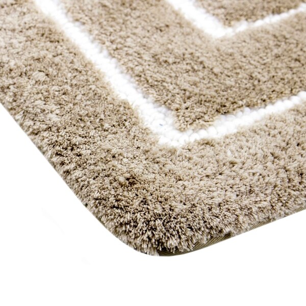 Borders Foam Bath Mat Beige