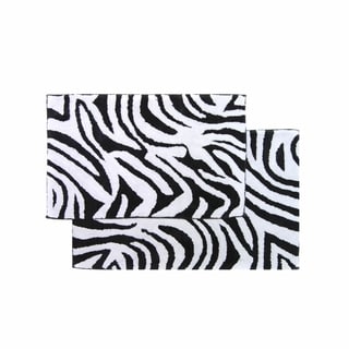 Chesapeake Safari 2pc Black &White Zebra Bath Rug Set(21"x34"&24"x40")