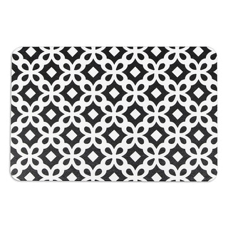 Black Quatrefoil White Stone Non Slip Bath Mat