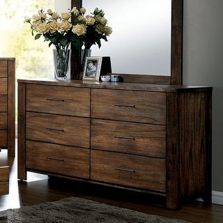 Syla Farmhouse Antique Oak 56-inch Wide 6-Drawer Solid Wood Dresser by Furniture of America