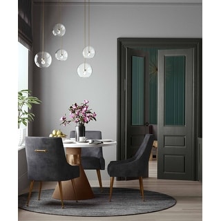 Silver Orchid Basquette Pleated Grey Velvet Side Chair