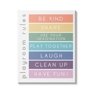 Stupell Bold List of Playroom Rules Kids Rainbow Stripes Canvas Wall Art - Multi-Color