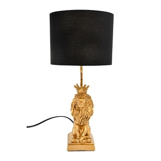 Lion Shaped Table Lamp with Black Shade