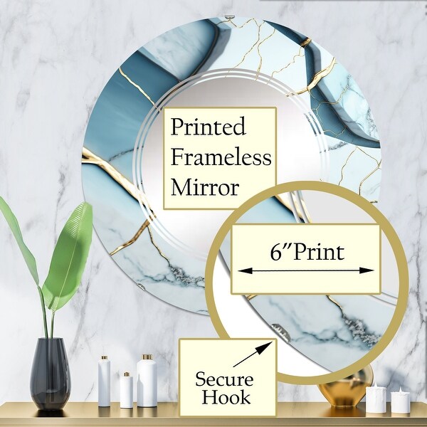 Designart 'Abstract Geode White II' Printed Abstract Marble Wall Mirror