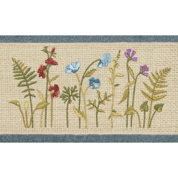 Authentic Hotel and Spa Teal Blue Turkish Cotton Wildflowers Embroidered Bath Towels (Set of 2)