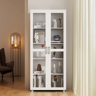 Buffet Bookcase Storage Cabinet with Organizer Acrylic Glass Doors