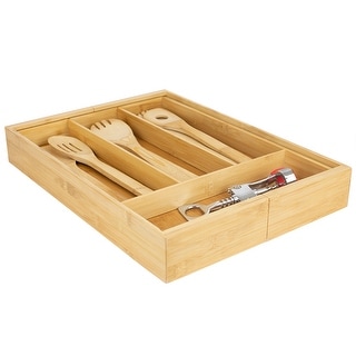 Expandable Bamboo Utensil Tray, Natural