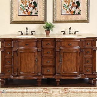Silkroad Exclusive Bathroom Double Vanity Sink Cabinet Storage (72-inch)