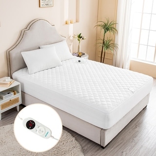 Auto shut-off timer Electric Heated Mattress Pad - White