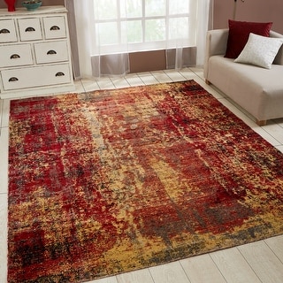 Porch & Den Pomeroy Red/Gold Abstract Indoor/Outdoor Area Rug