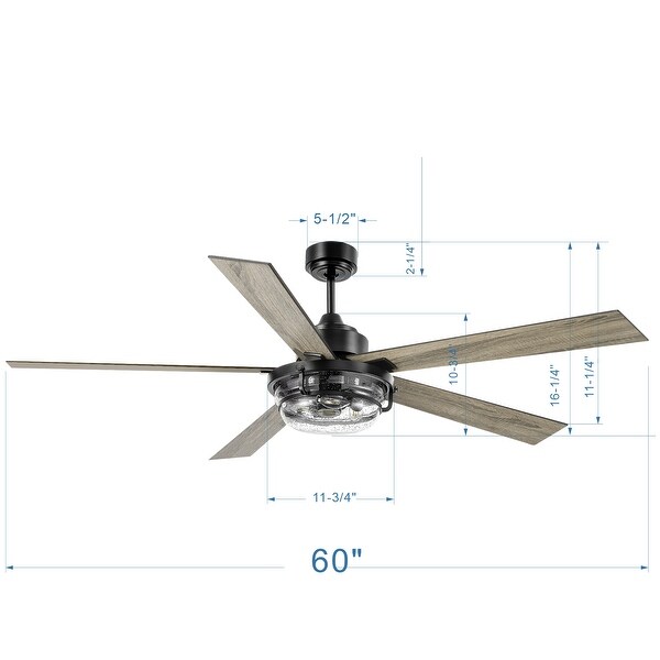 60'' 5-Blade Indoor Standard Ceiling Fan with Remote Control and Light Kit Included