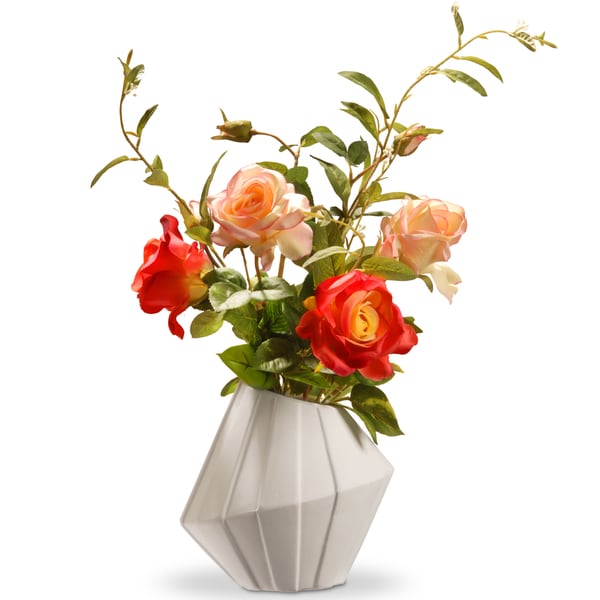 National Tree Company 22-inch Potted Artificial Red and Pink Roses