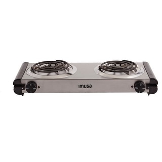 IMUSA GAU-80312 Electric Stainless Steel Double Burner, Silver