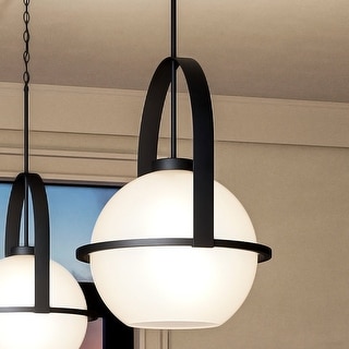 Luxury Mid-Century Modern Pendant, 21.625"H x 16.125"W, with Modern Style, Midnight Black, BWP4345 by Urban Ambiance - 8.75