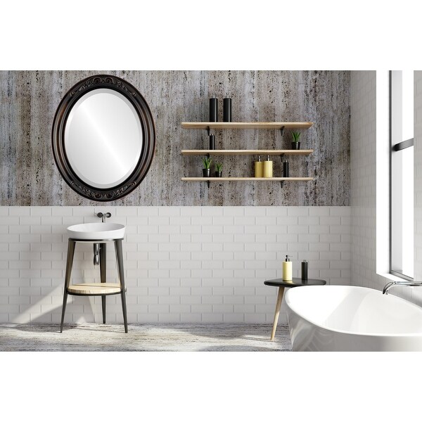 Florence Framed Oval Mirror in Rubbed Bronze - Antique Bronze