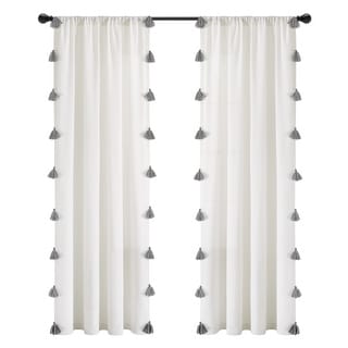 Lush Decor Boho Faux Linen Tassel Window Curtain Panel (Single Panel)