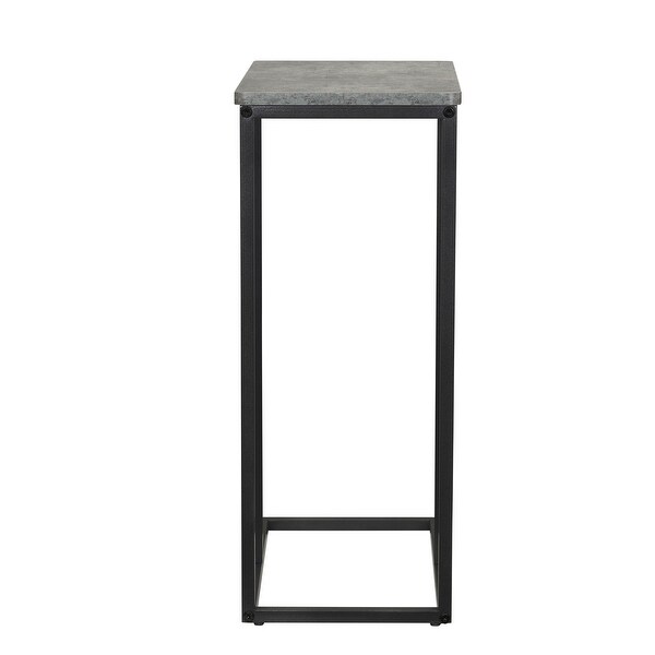 Household Essentials Modern Minimalist Side Table with Metal Frame, Gray Stone