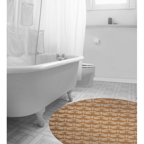 DRAGONFLY SILHOUETTE LIGHT BROWN Bath Rug By Kavka Designs
